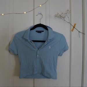 blue ralph lauren cropped polo